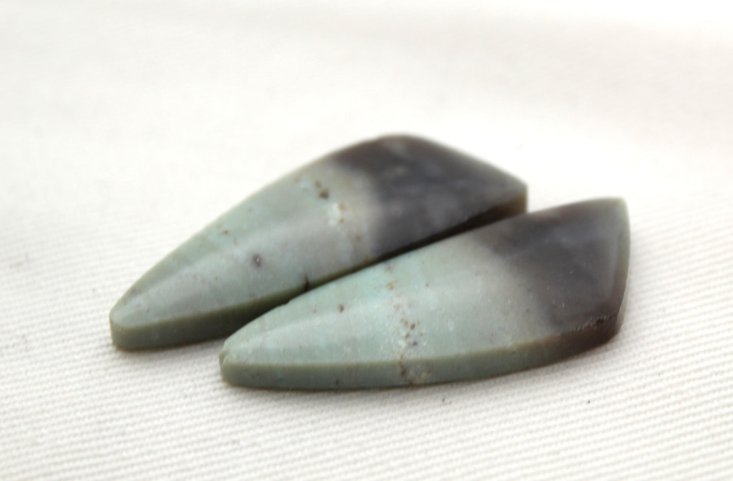 Matching pair of green Jasper Cabochons