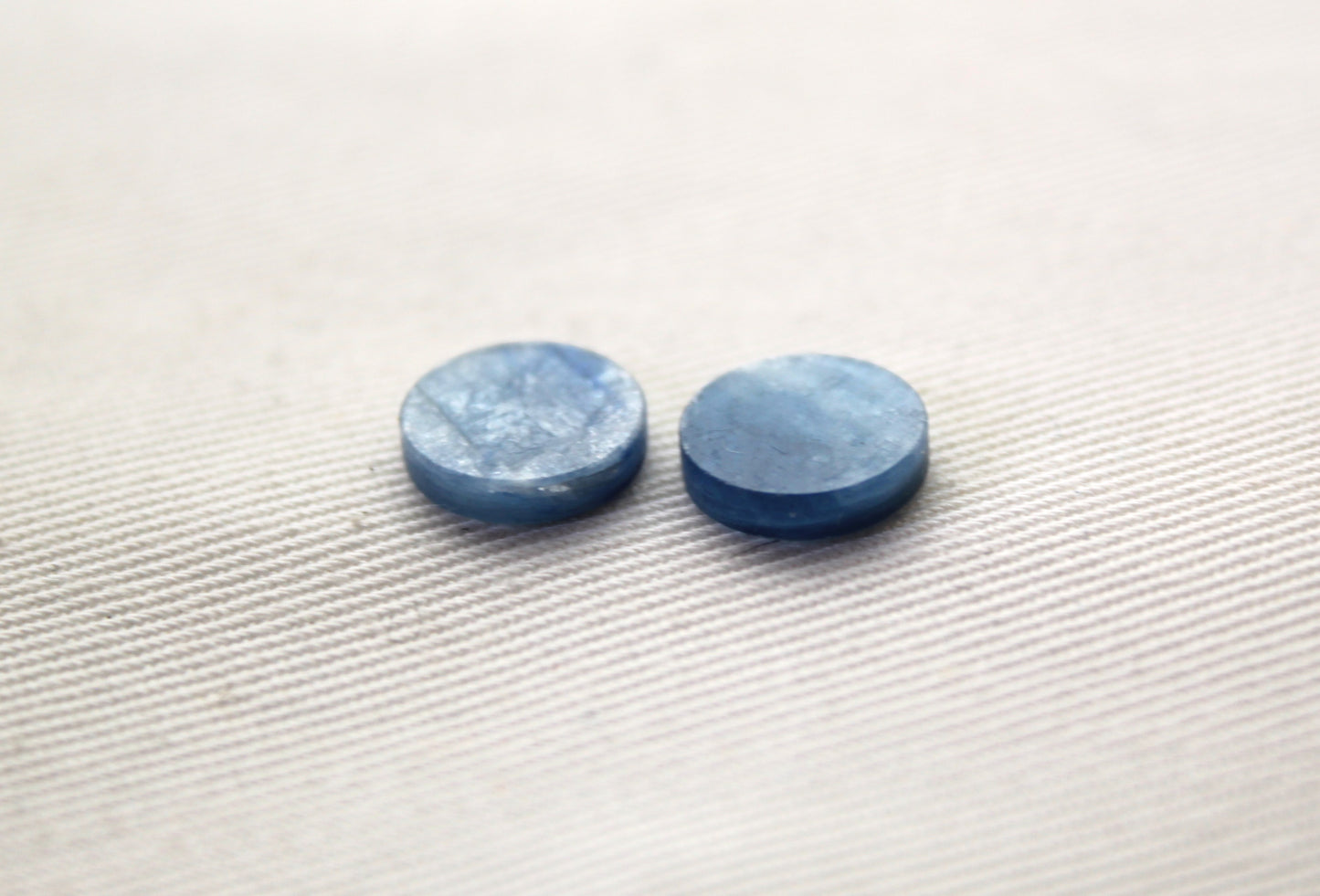 TWO Round Kyanite Flat Cabochon blue gemstone 10MM