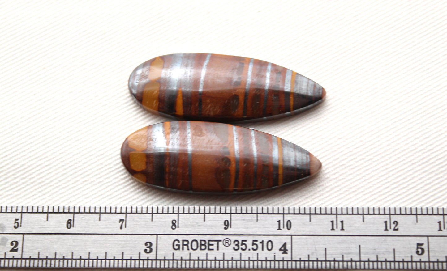 Iron Tiger Eye Pair Cabochon Gemstone Teardrop