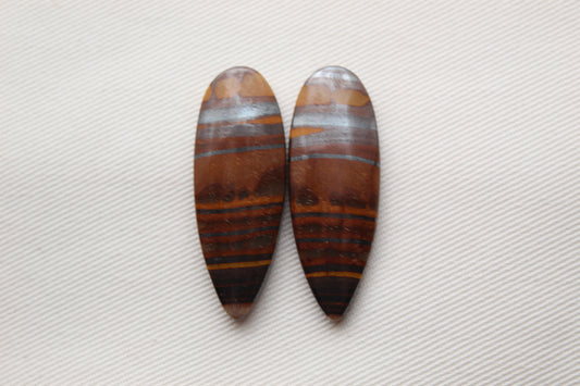 Iron Tiger Eye Pair Cabochon Gemstone Teardrop