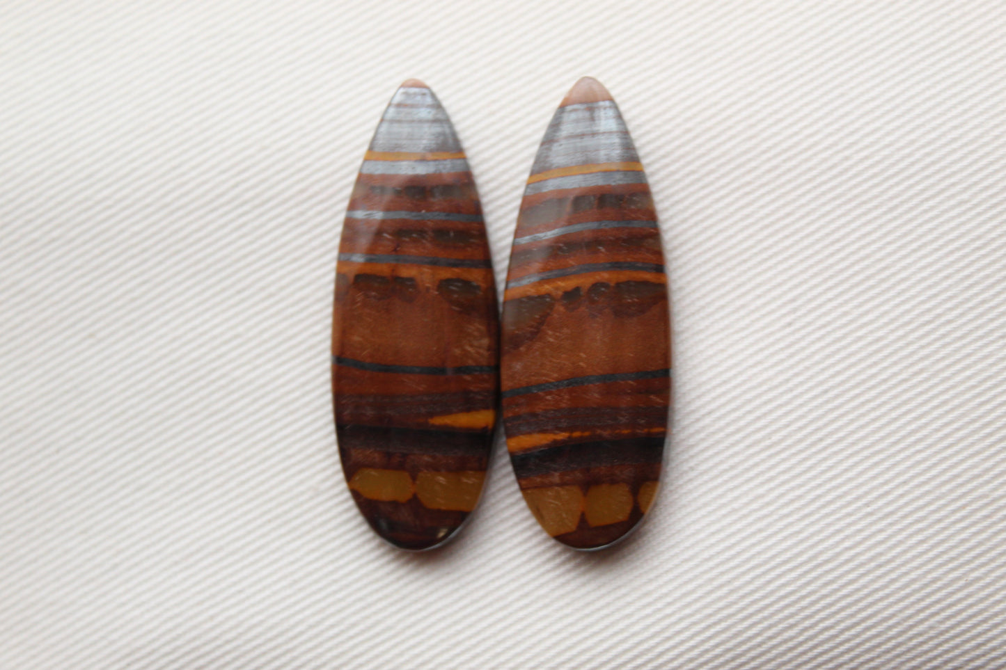 Iron Tiger Eye Pair Cabochon Gemstone Teardrop