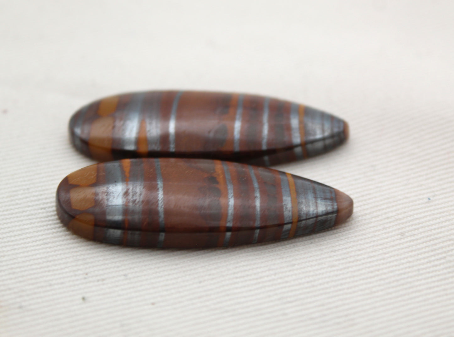 Iron Tiger Eye Pair Cabochon Gemstone Teardrop