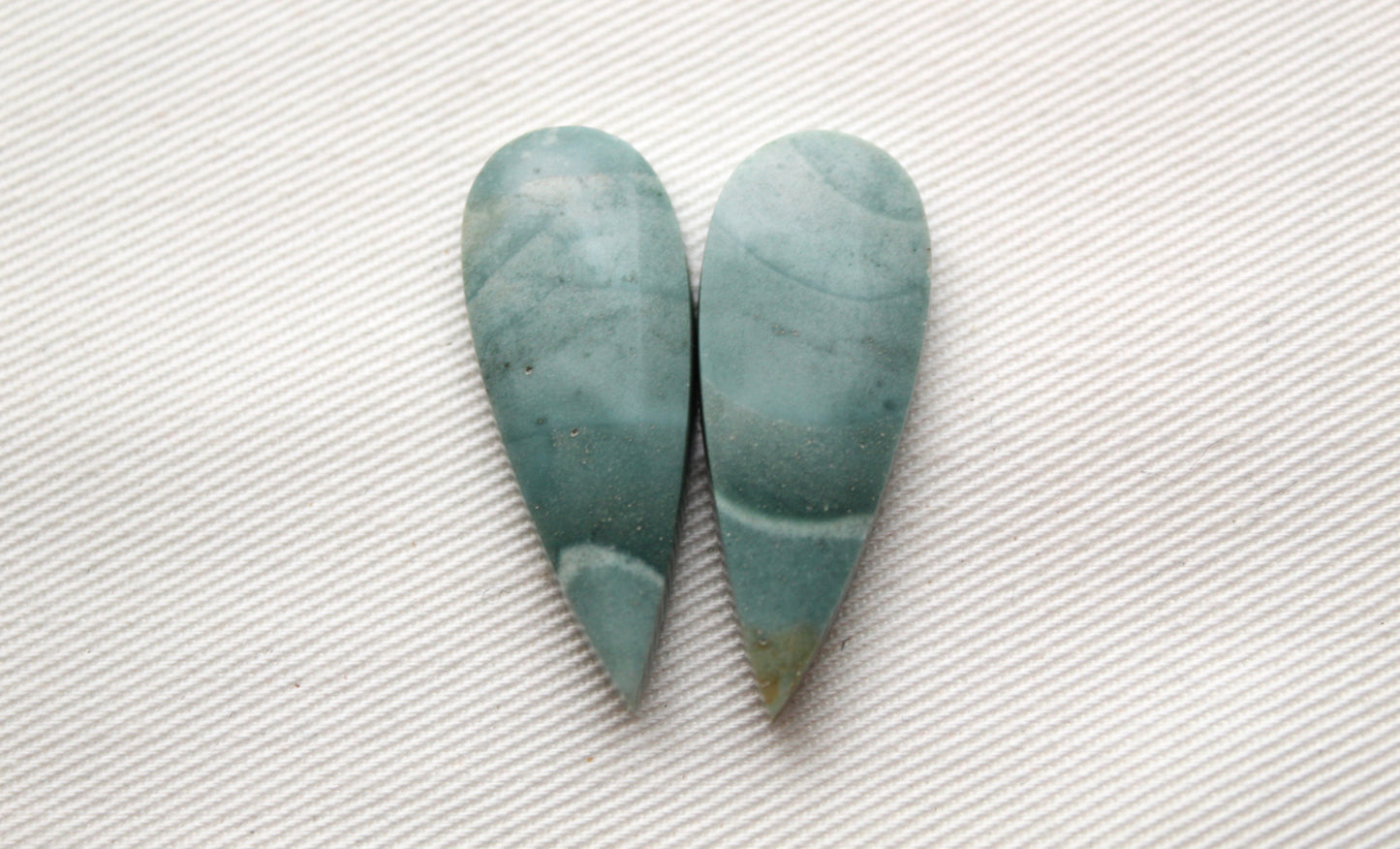 Pair of green Indonesian Jasper Cabochons