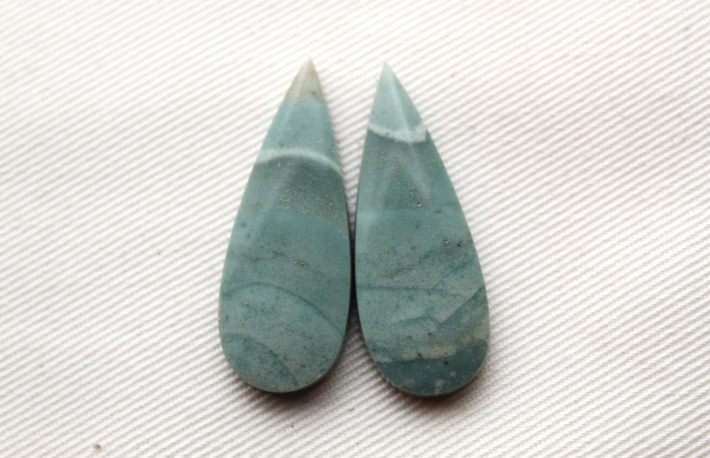 Pair of green Indonesian Jasper Cabochons