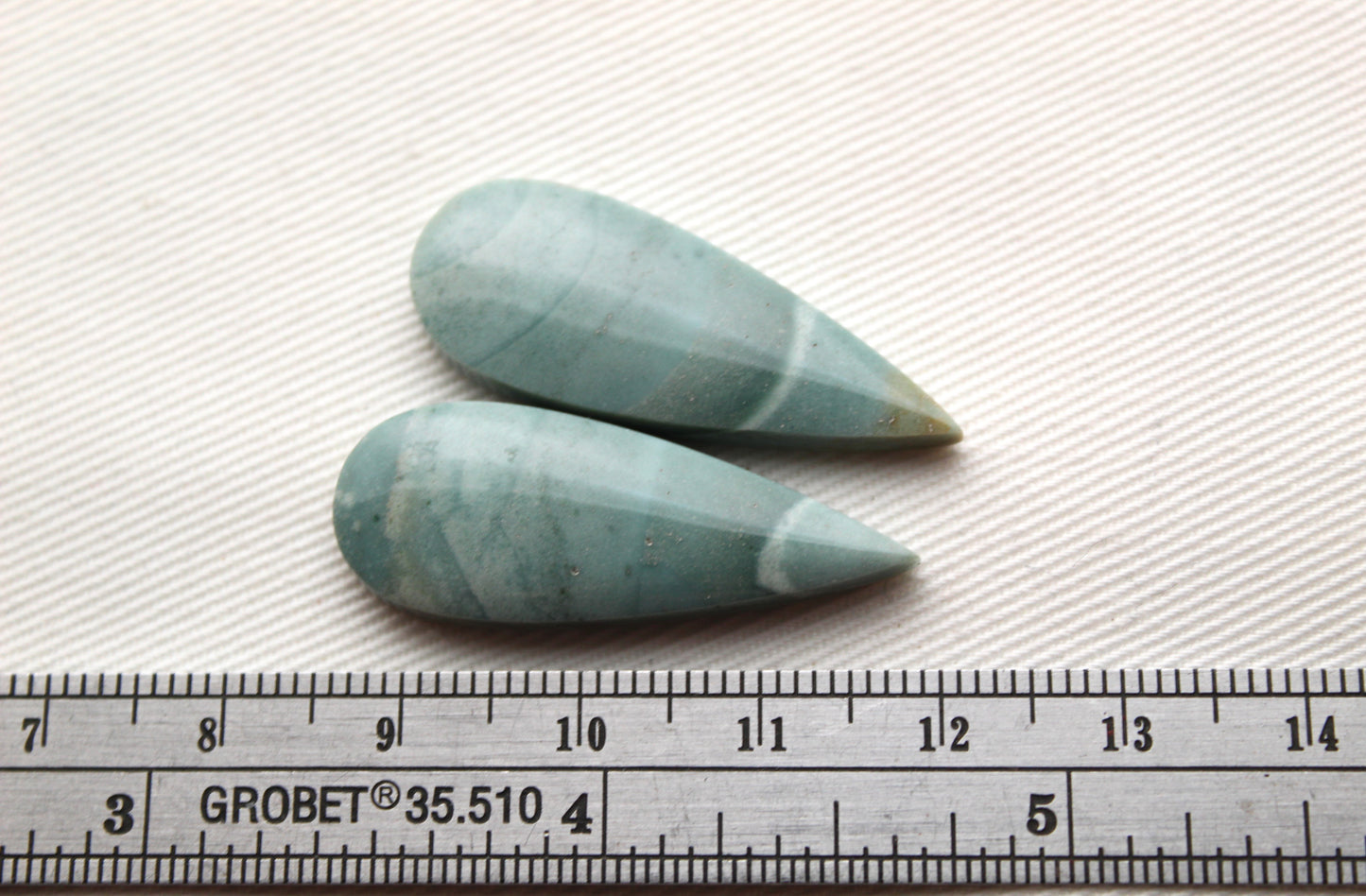 Pair of green Indonesian Jasper Cabochons