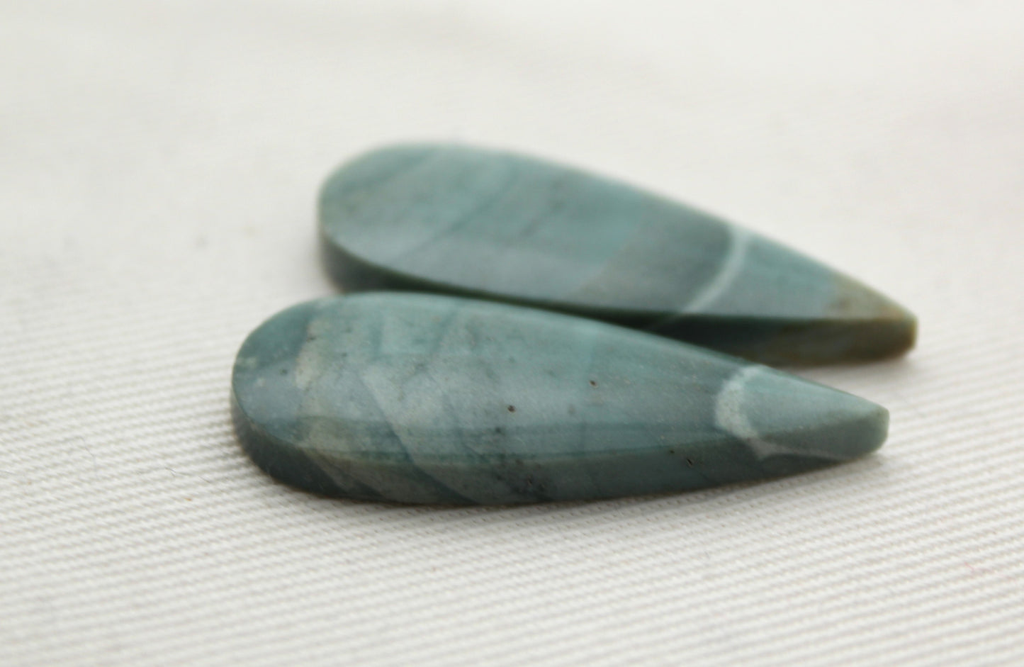 Pair of green Indonesian Jasper Cabochons