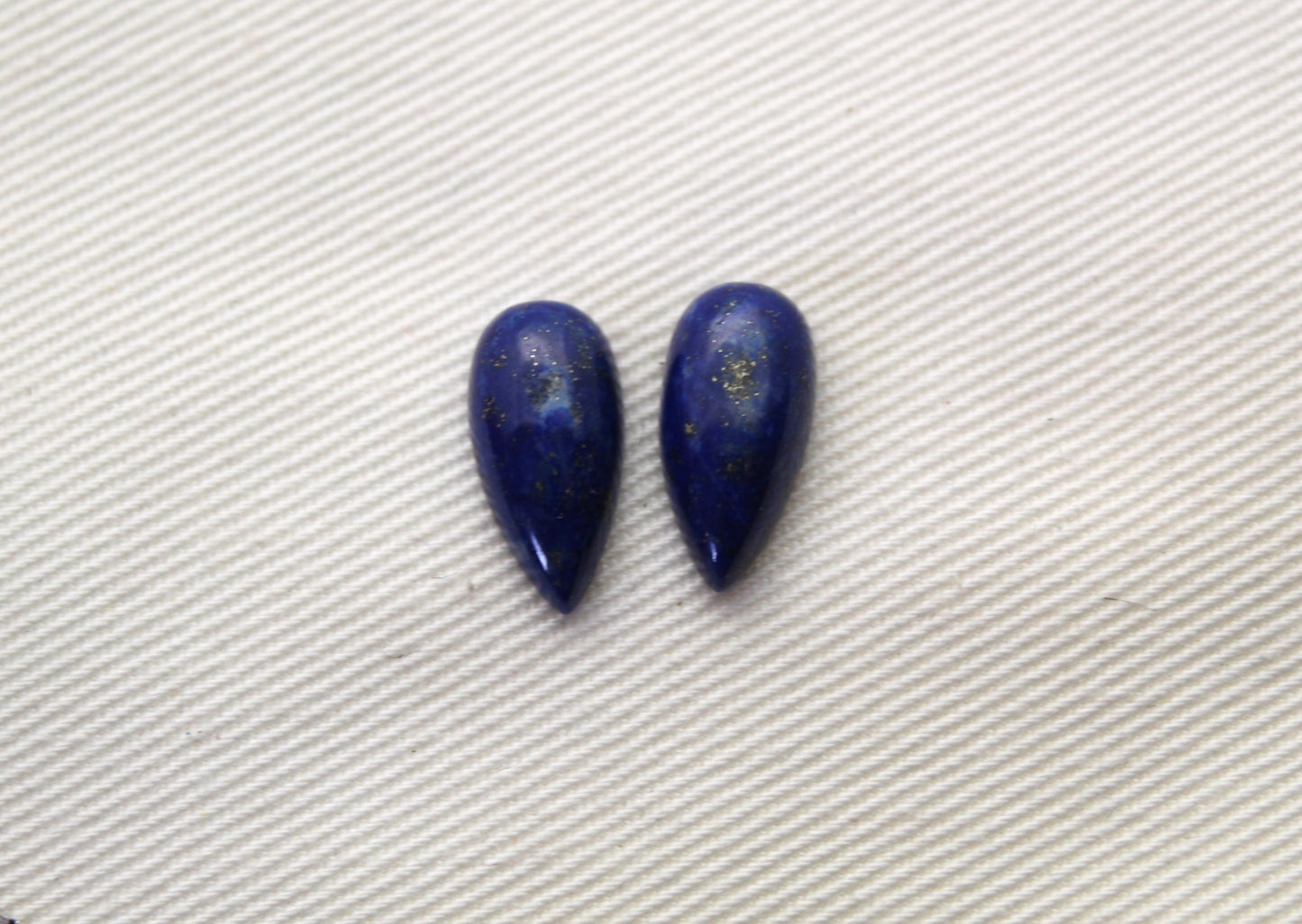 Lapis Lazuli pair cabochons 7X14MM blue gemstone pear