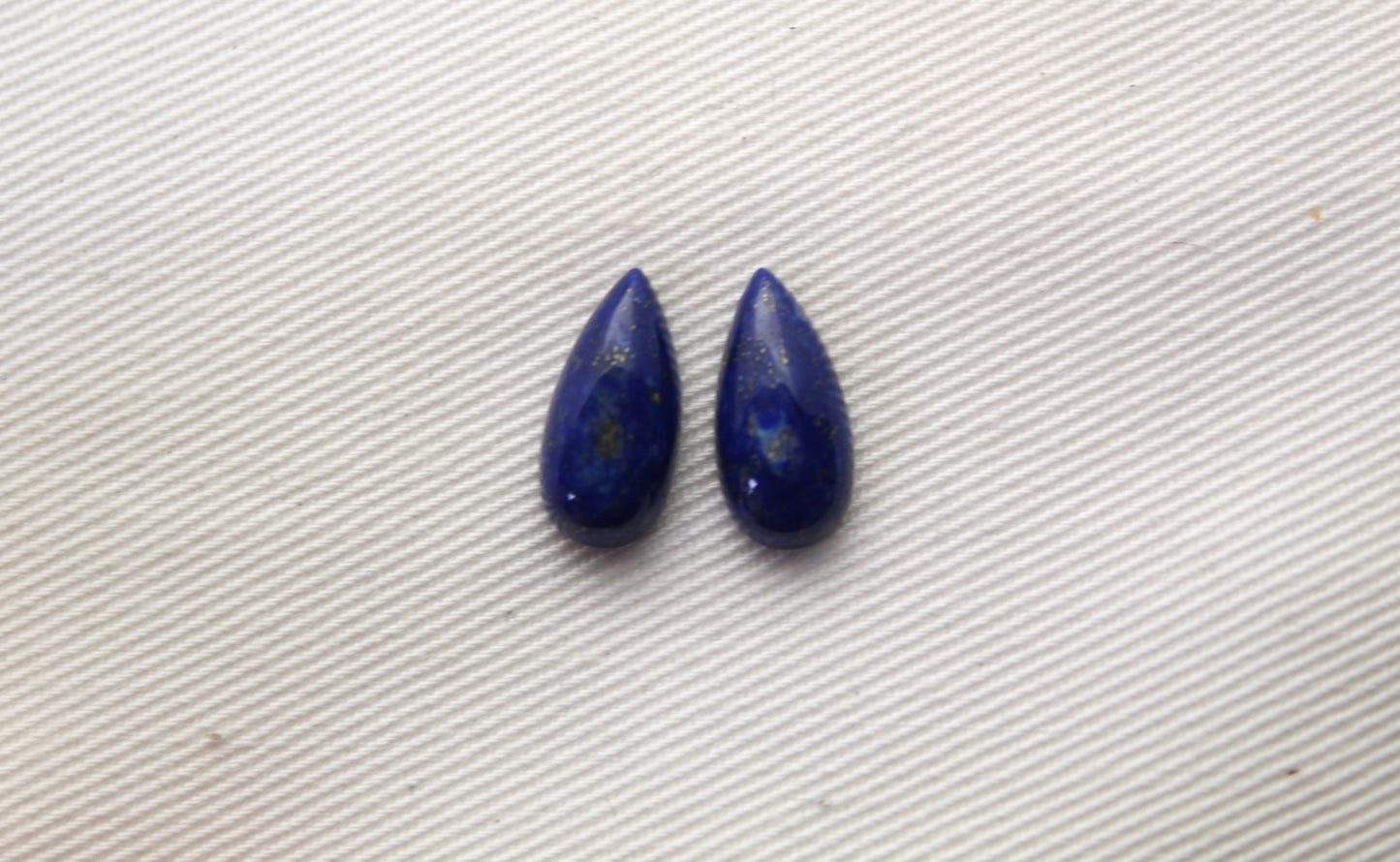 Lapis Lazuli pair cabochons 7X14MM blue gemstone pear