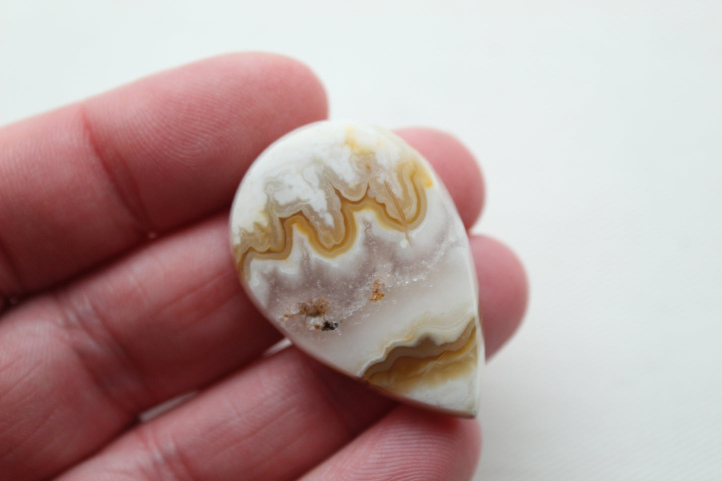 Seam Agate Cabochon Gemstone White teardrop