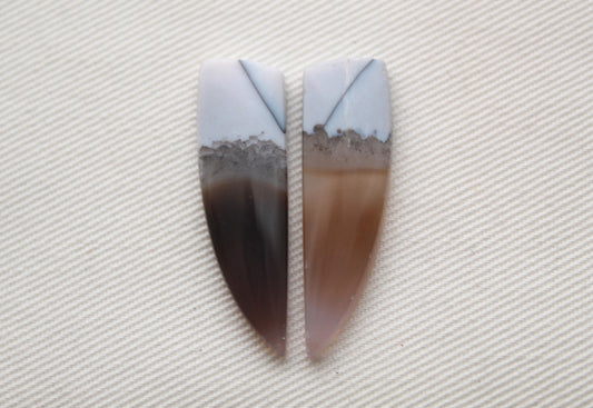 Pair Indonesian Timor Agate Cabochons gemstone natural