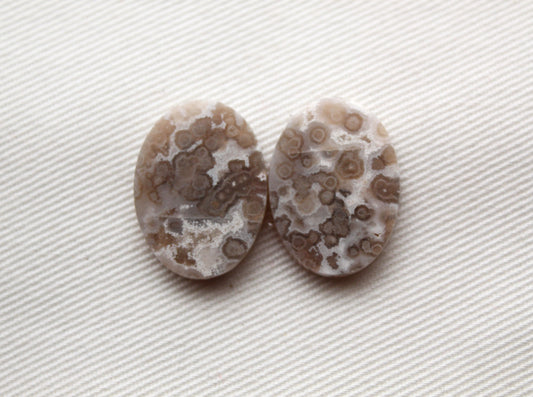 Orbicular Jasper Cabochon Pair Gemstones Oval&nbsp;