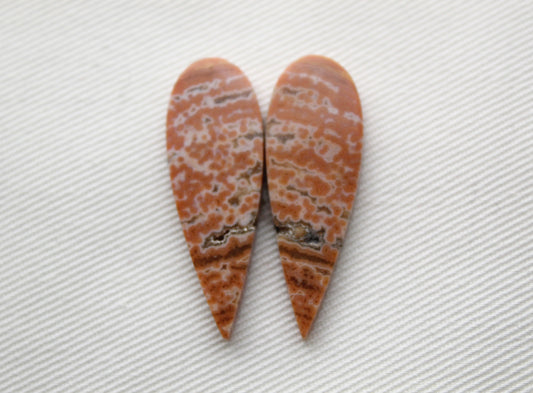 River Jasper Pair orange teardrop natural gemstone