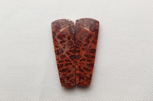 Red Palm Wood Cabochon Pair natural gemstones