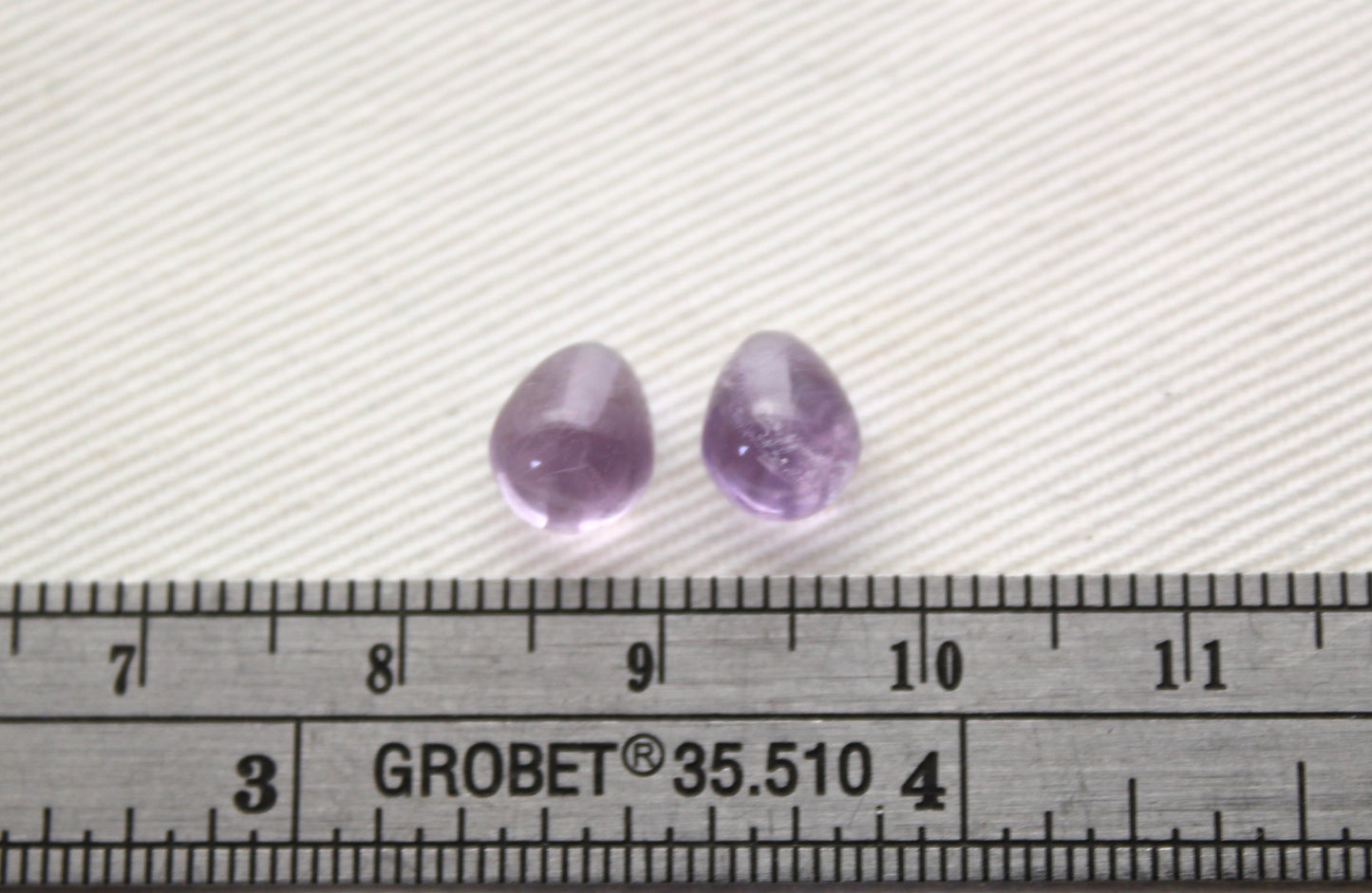 TWO Amethyst half DRILLED 6X7MM purple teardrop