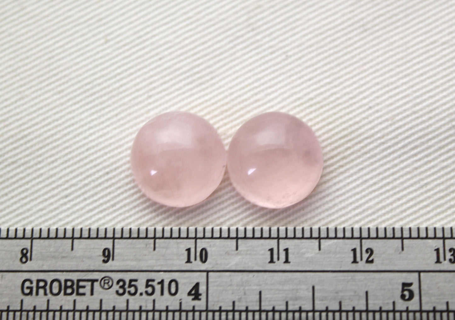 TWO Pink Quartz cabochons Gemstones round 12MM