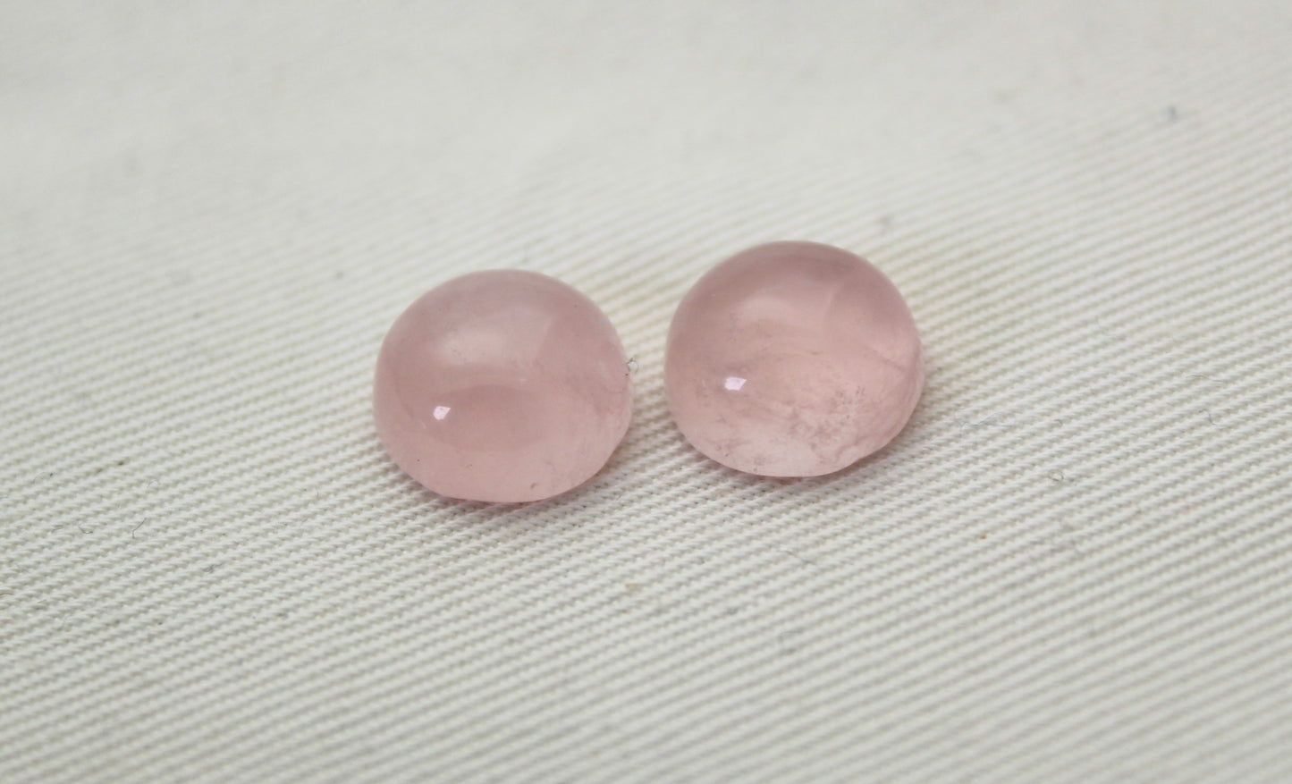 TWO Pink Quartz cabochons Gemstones round 12MM