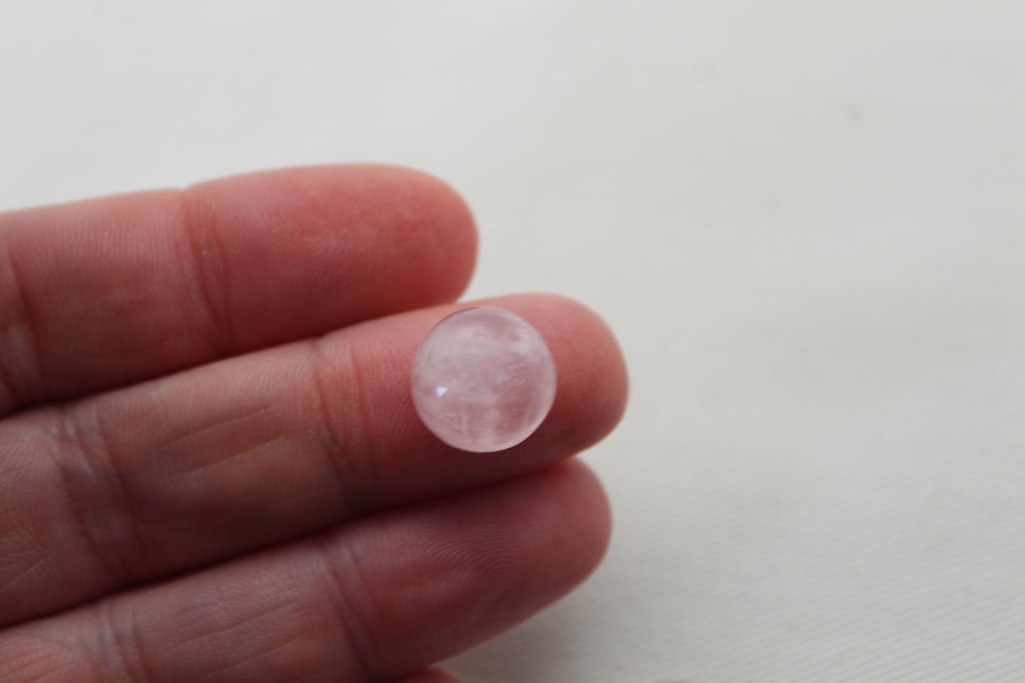 TWO Pink Quartz cabochons Gemstones round 12MM