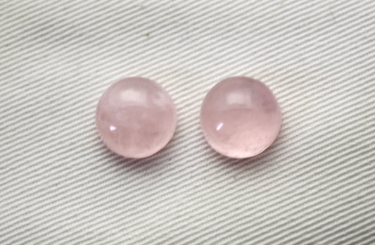 TWO Pink Quartz cabochons Gemstones round 12MM