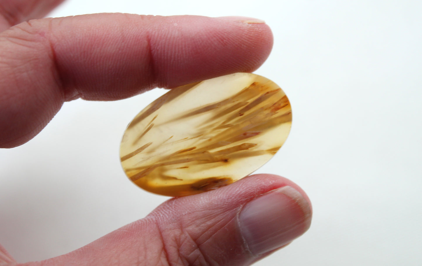 Tube Agate Oval Cabochon Transludent Gemstone Yellow