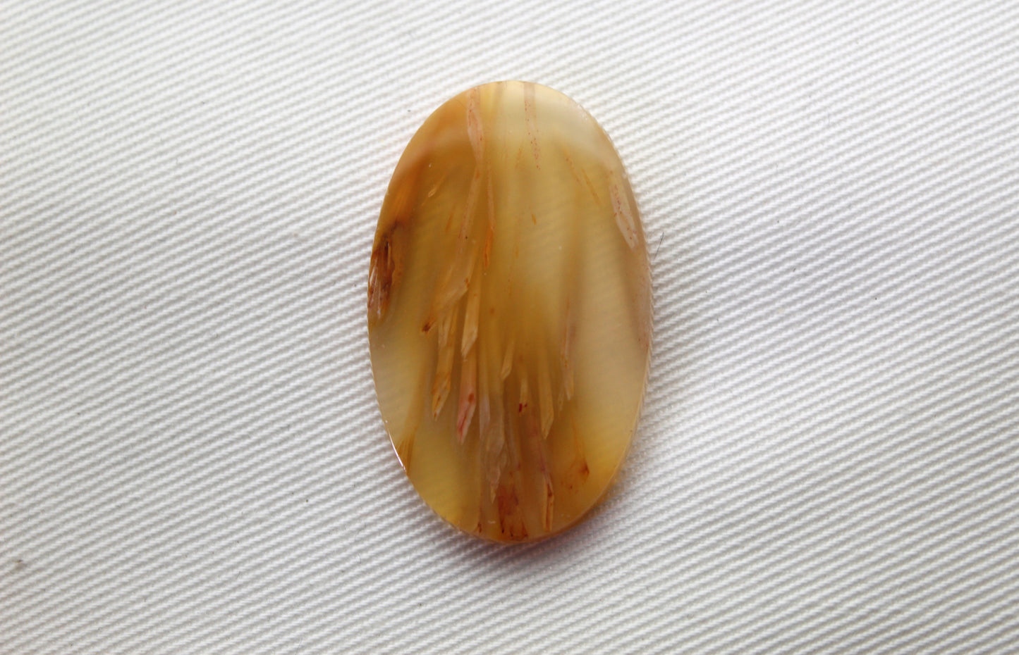 Tube Agate Oval Cabochon Transludent Gemstone Yellow