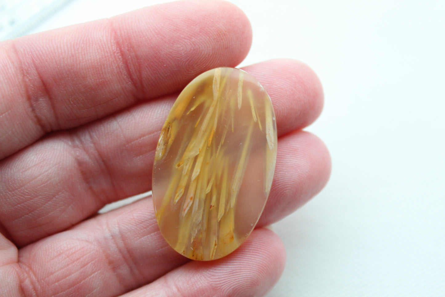 Tube Agate Oval Cabochon Transludent Gemstone Yellow