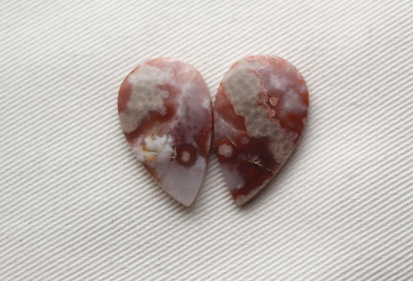 River Jasper Cabochons Pair Gemstone pink beige