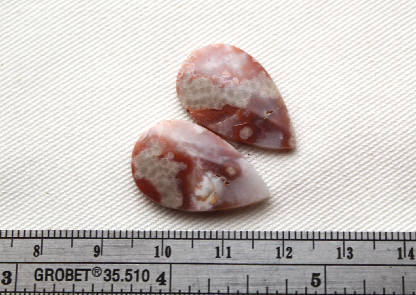 River Jasper Cabochons Pair Gemstone pink beige