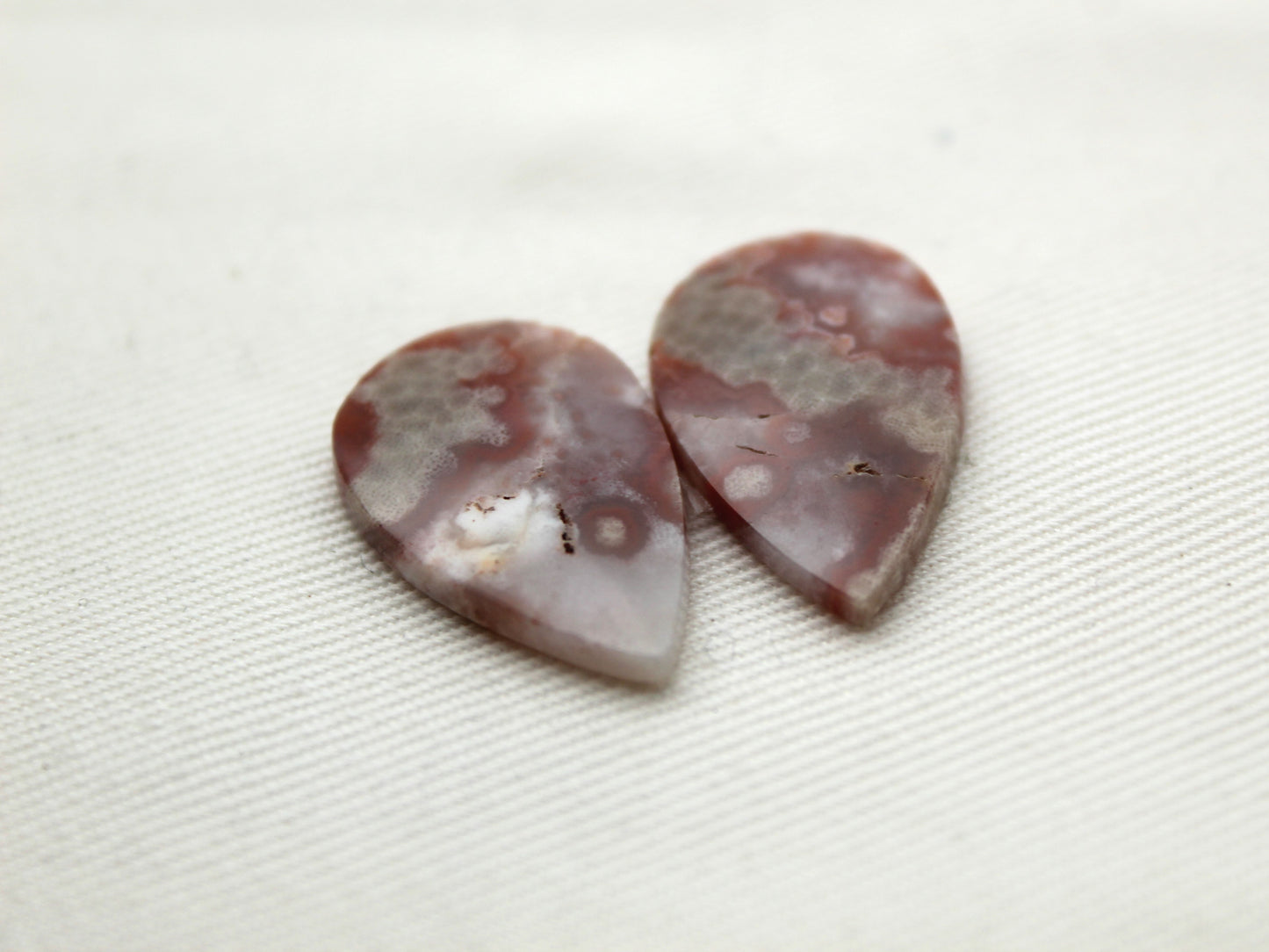 River Jasper Cabochons Pair Gemstone pink beige