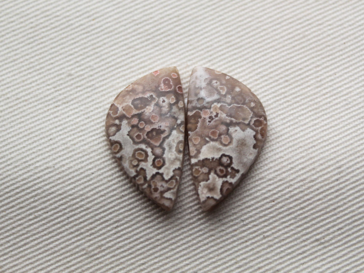 Small River Jasper Cabochon Pair Gemstone beige pink