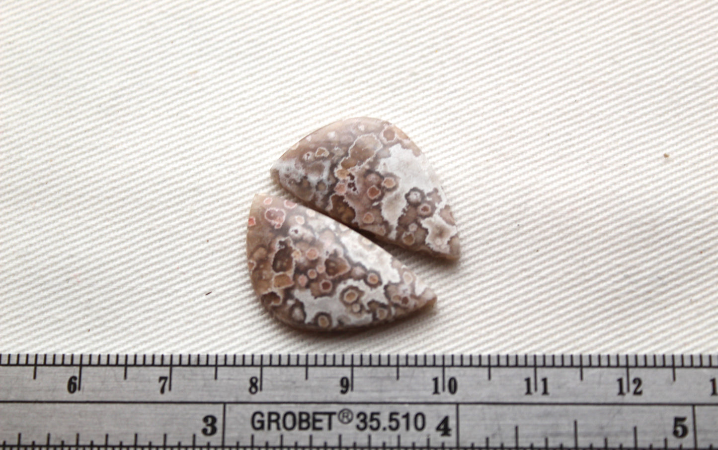 Small River Jasper Cabochon Pair Gemstone beige pink