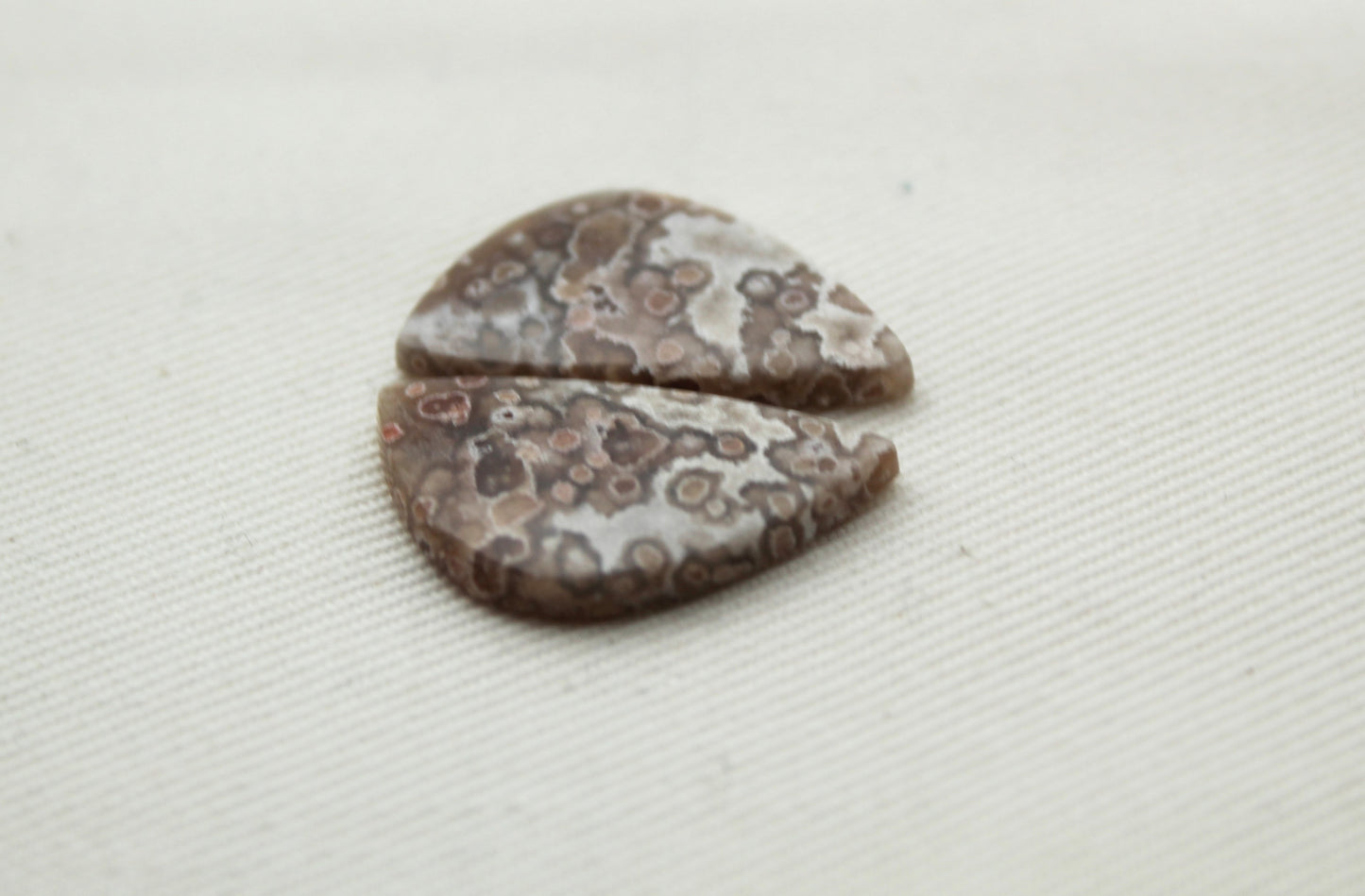 Small River Jasper Cabochon Pair Gemstone beige pink