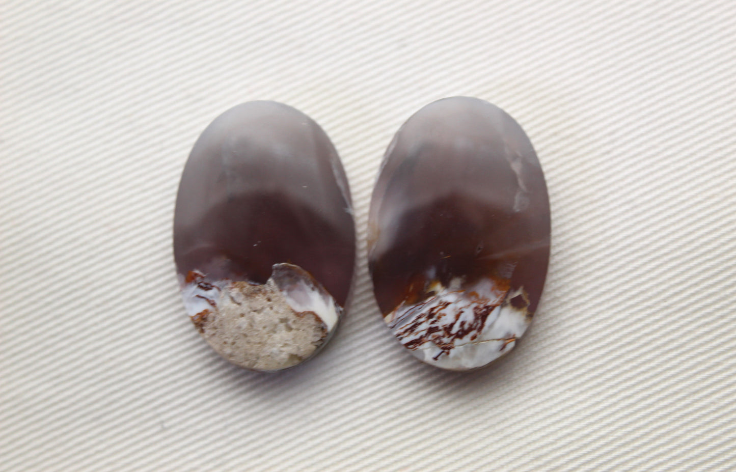 Nice Chalcedony cabochons Pair purple Oval