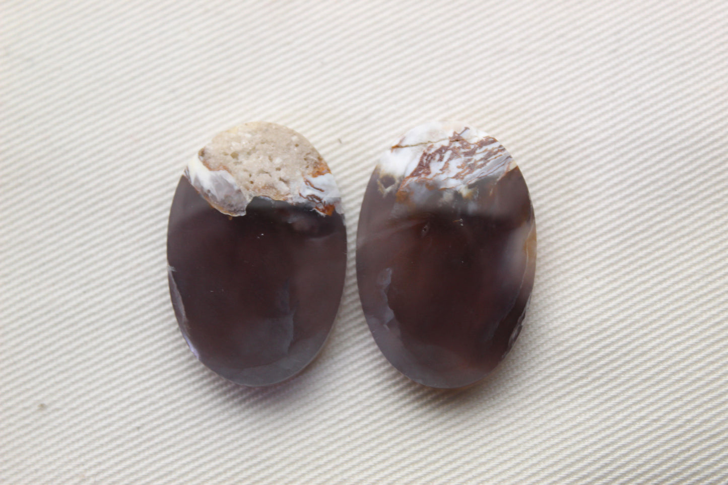 Nice Chalcedony cabochons Pair purple Oval