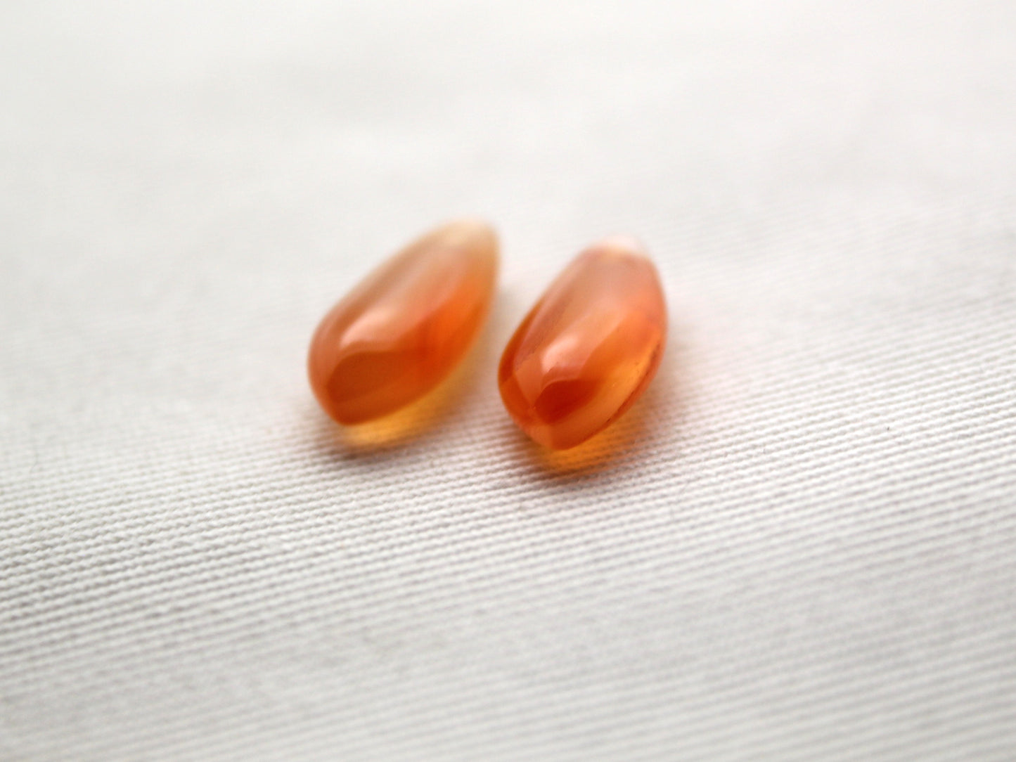 Pair of Carnelian Gemstones top drilled