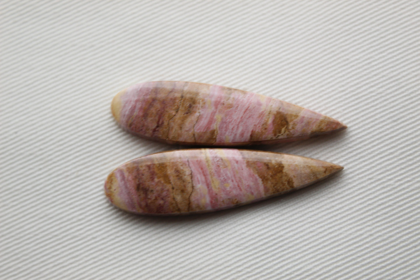 Pink Fossil Wood Pair of Gemstones cabochon natural