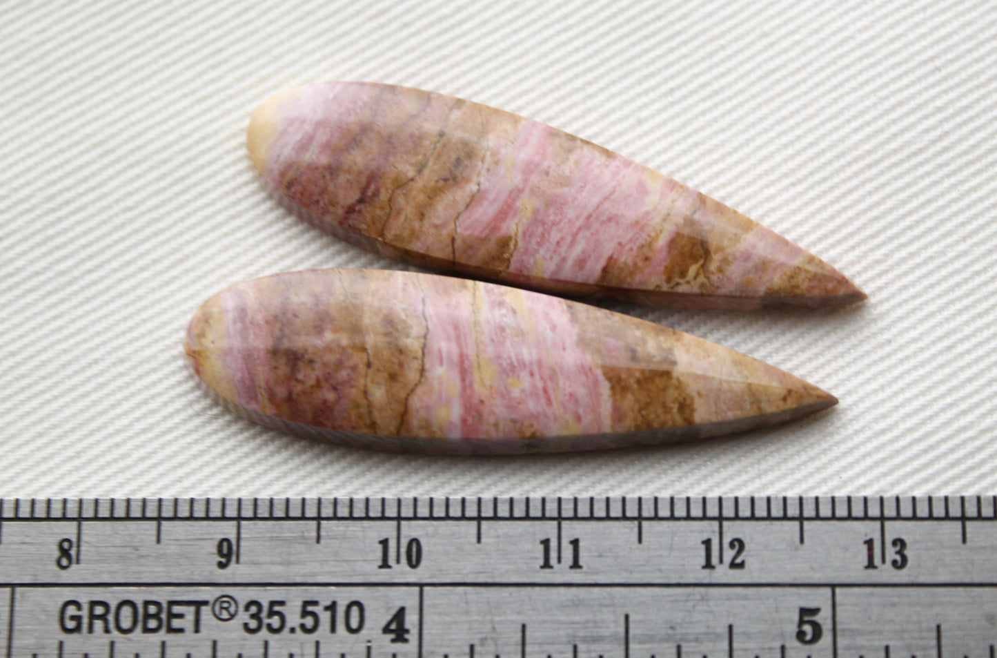 Pink Fossil Wood Pair of Gemstones cabochon natural