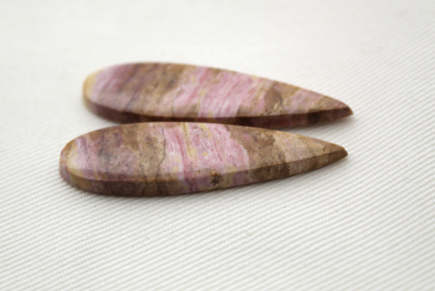 Pink Fossil Wood Pair of Gemstones cabochon natural