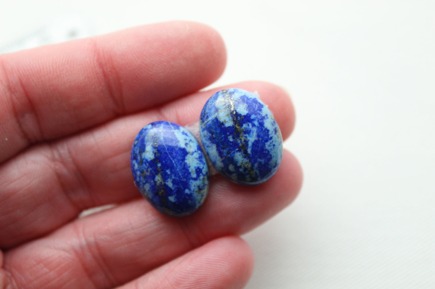 Paire de cabochons Lapis Lazuli Pierres précieuses Croix 12X16MM