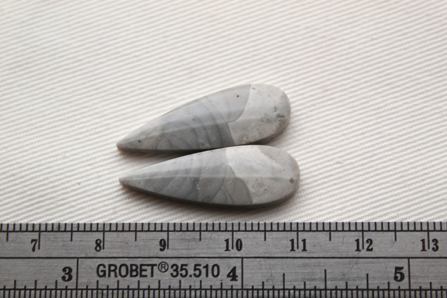 Pair of Grey Imperial Jasper Cabochons teardrop