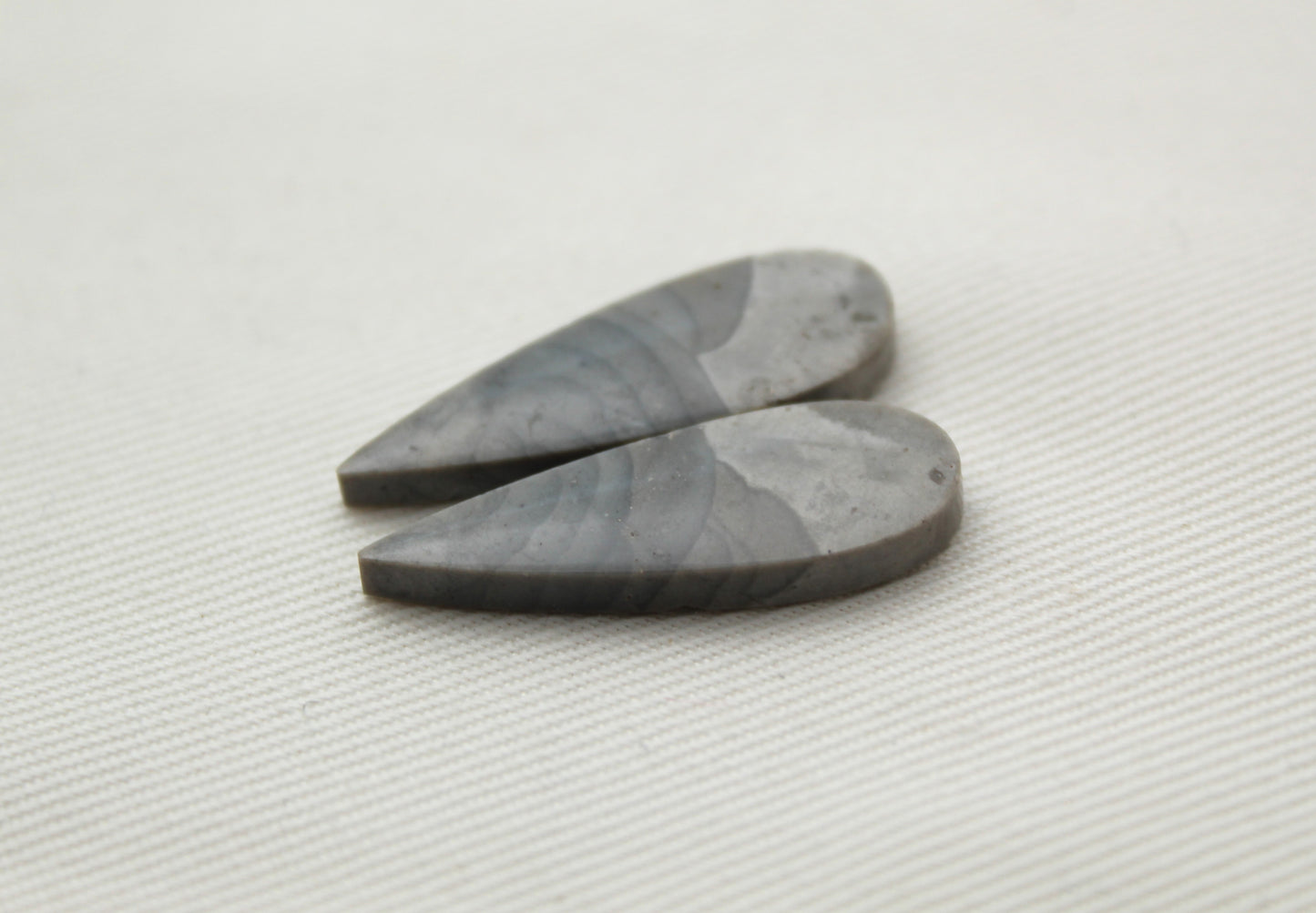 Pair of Grey Imperial Jasper Cabochons teardrop