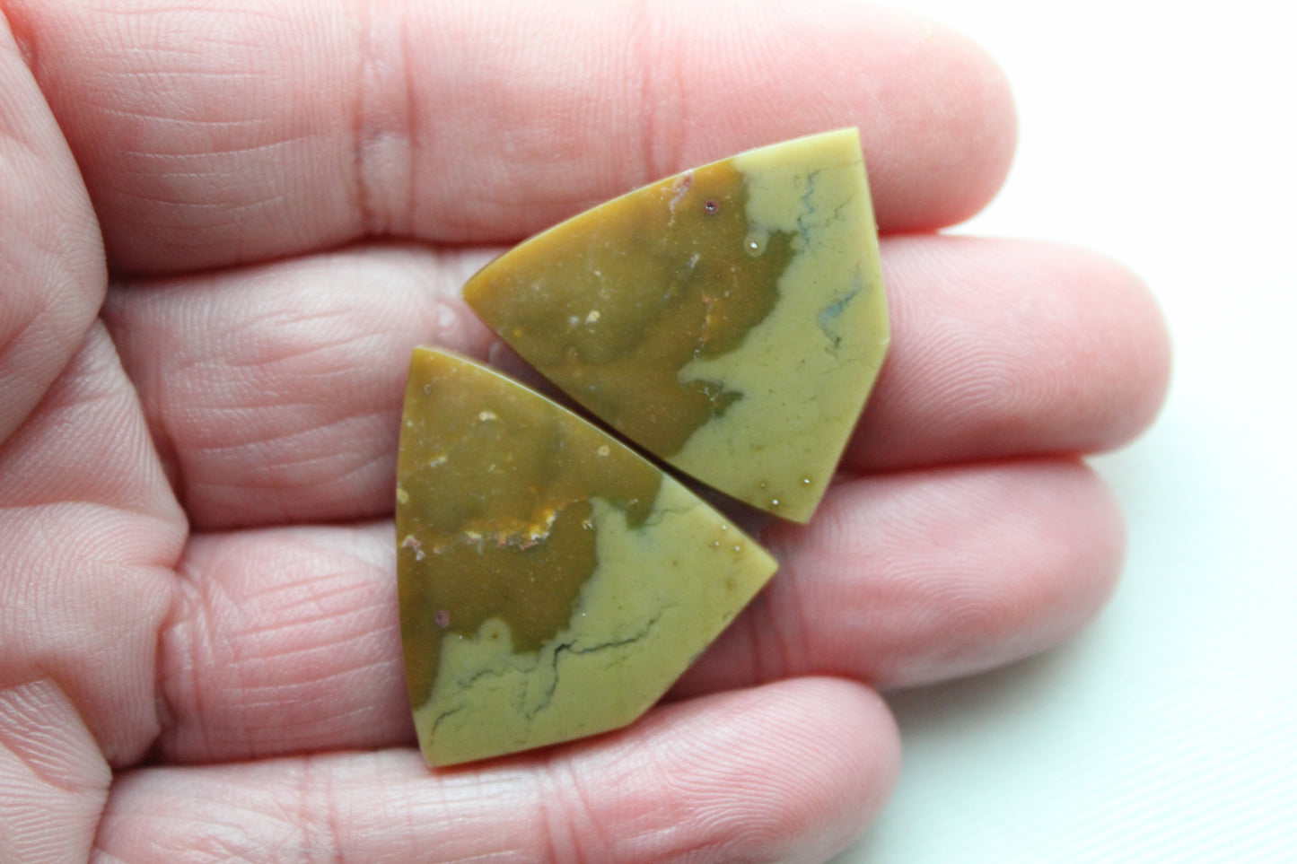 Nice Pair of Jasper Cabochons gemstones green