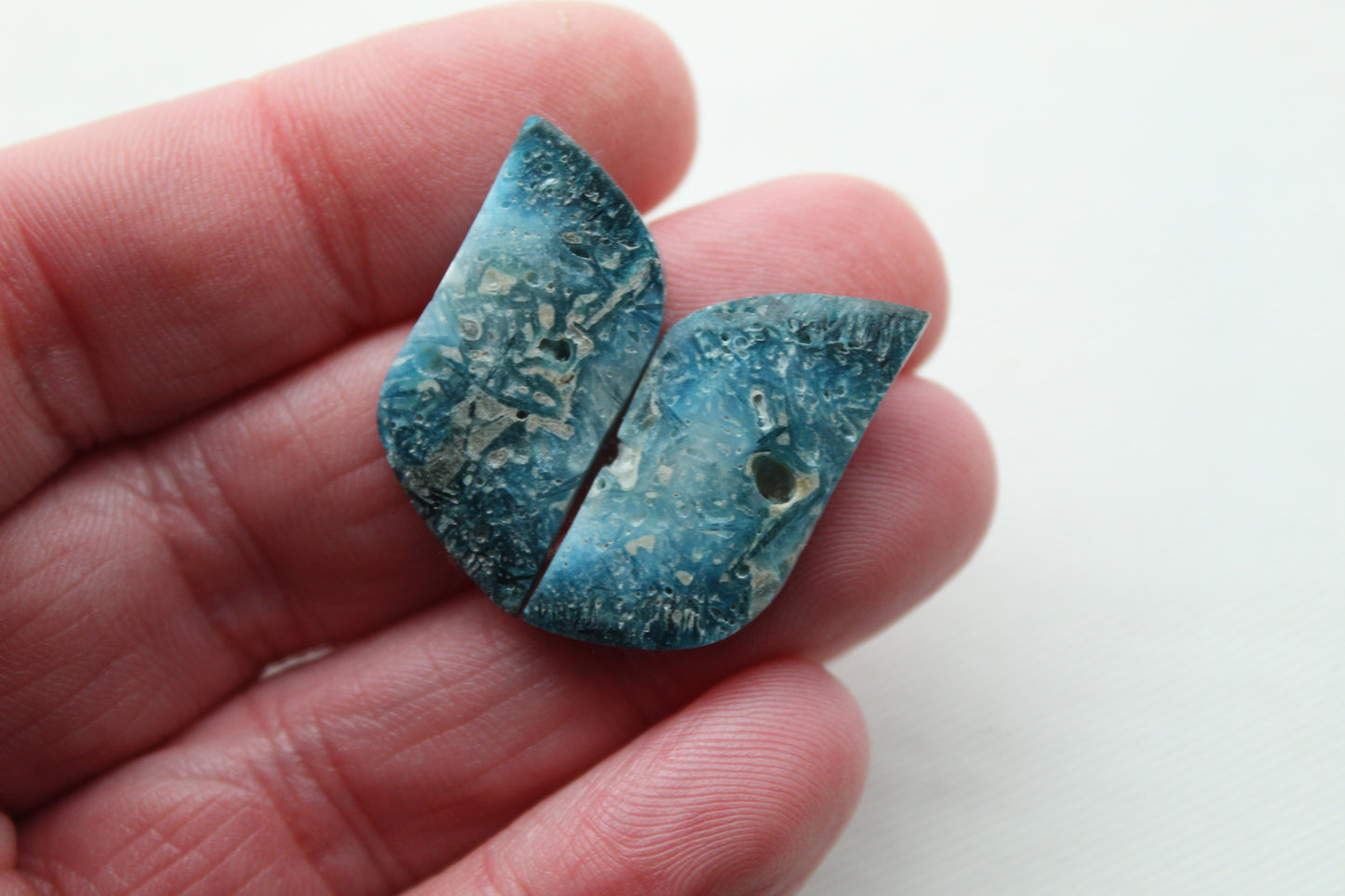 Pair of Blue Ice Agate Gemstones