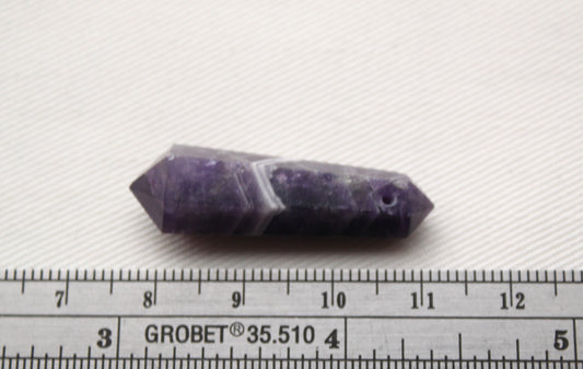 Amethyst Chevron double point Tower gemstone pendant size DRILLED