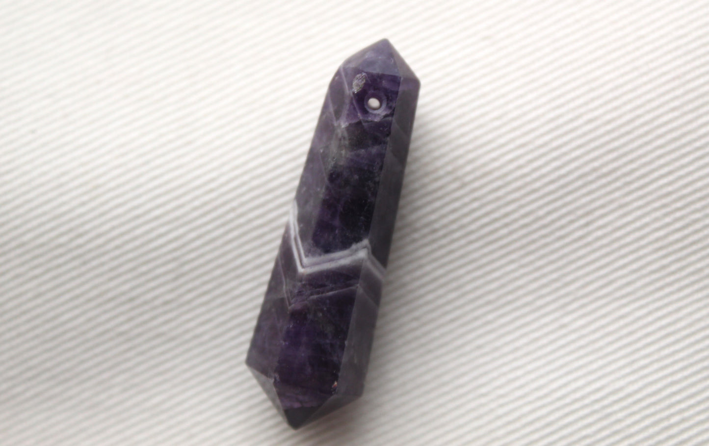 Amethyst Chevron double point Tower gemstone pendant size DRILLED