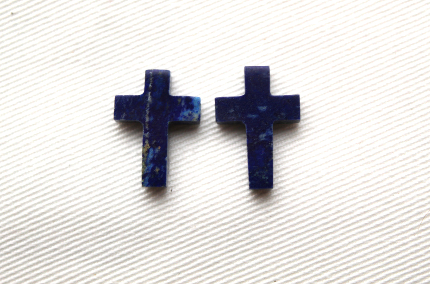 Pair of Lapis Lazuli cabochons Gemstones FLAT mini Cross 13X18MM