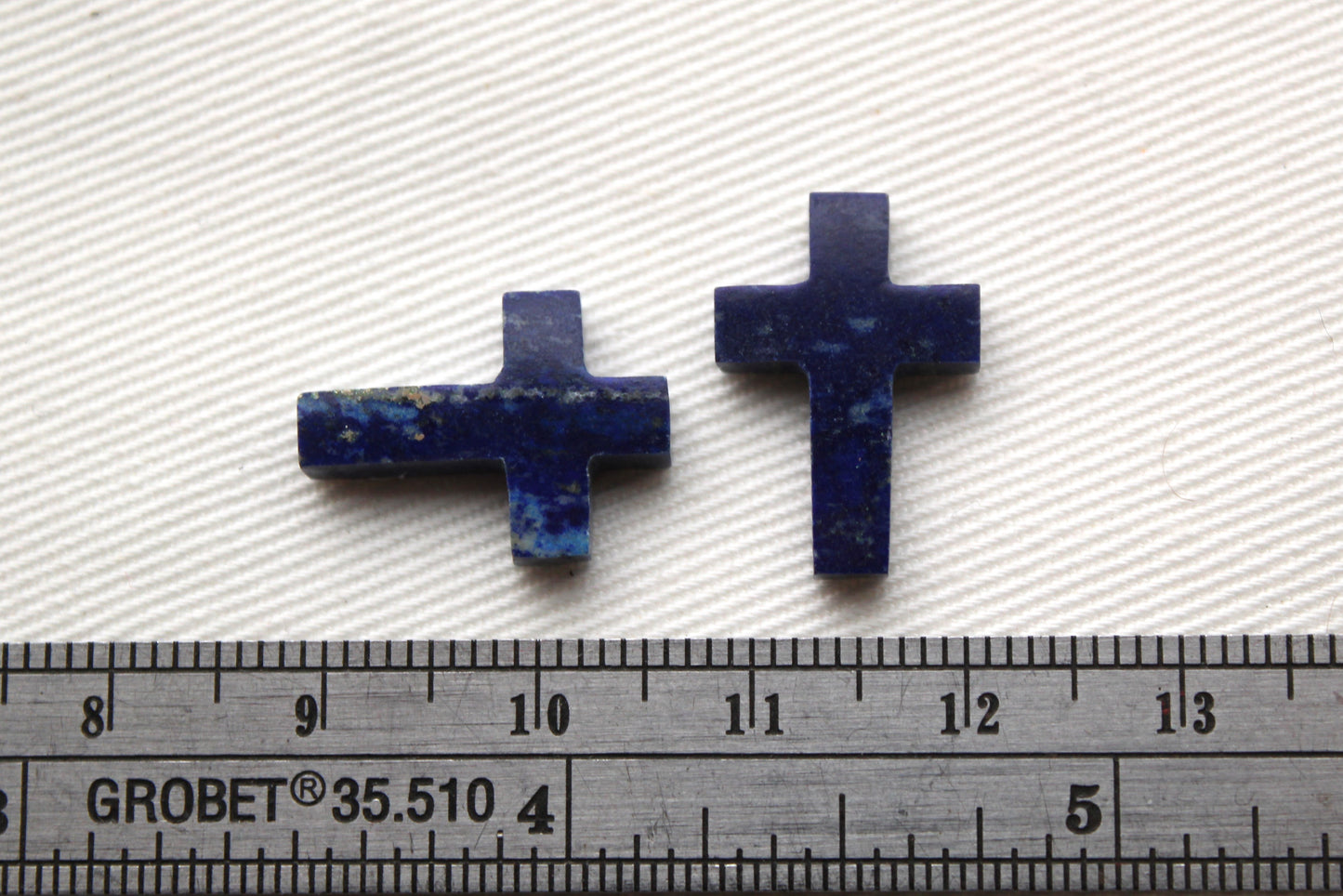 Pair of Lapis Lazuli cabochons Gemstones FLAT mini Cross 13X18MM