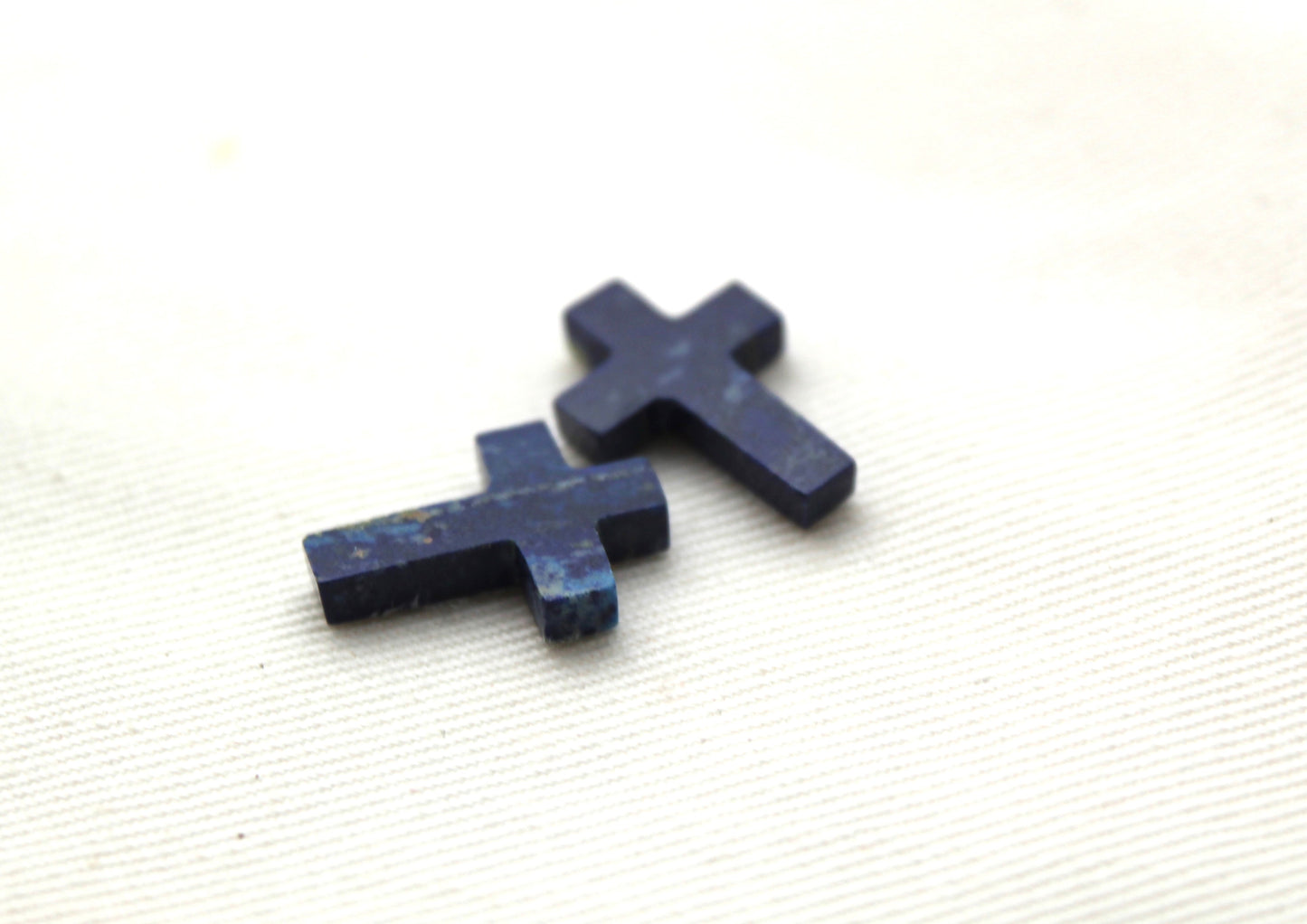 Pair of Lapis Lazuli cabochons Gemstones FLAT mini Cross 13X18MM