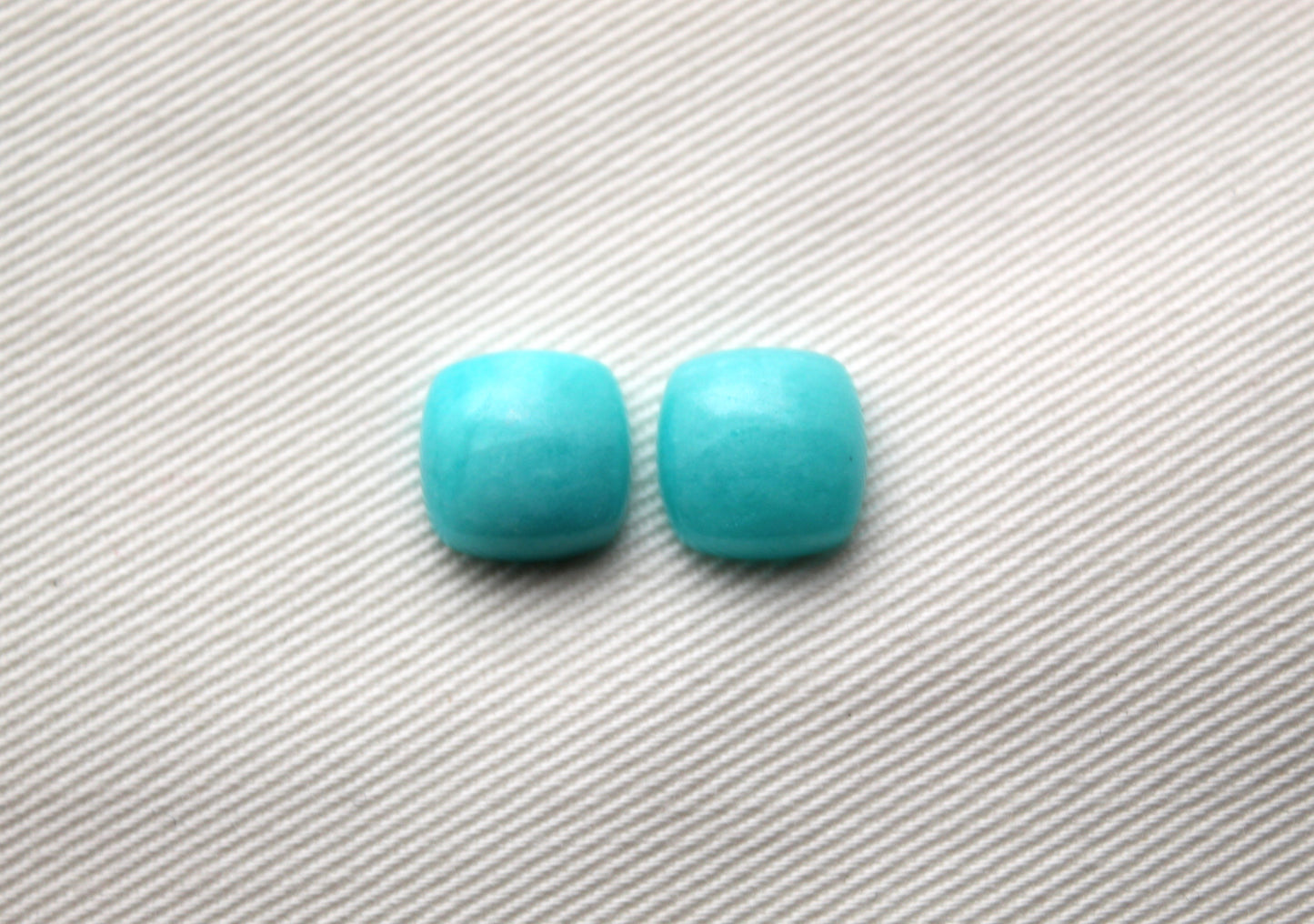 Pair of Amazonite cabochons 10 MM Gemstones cushion square