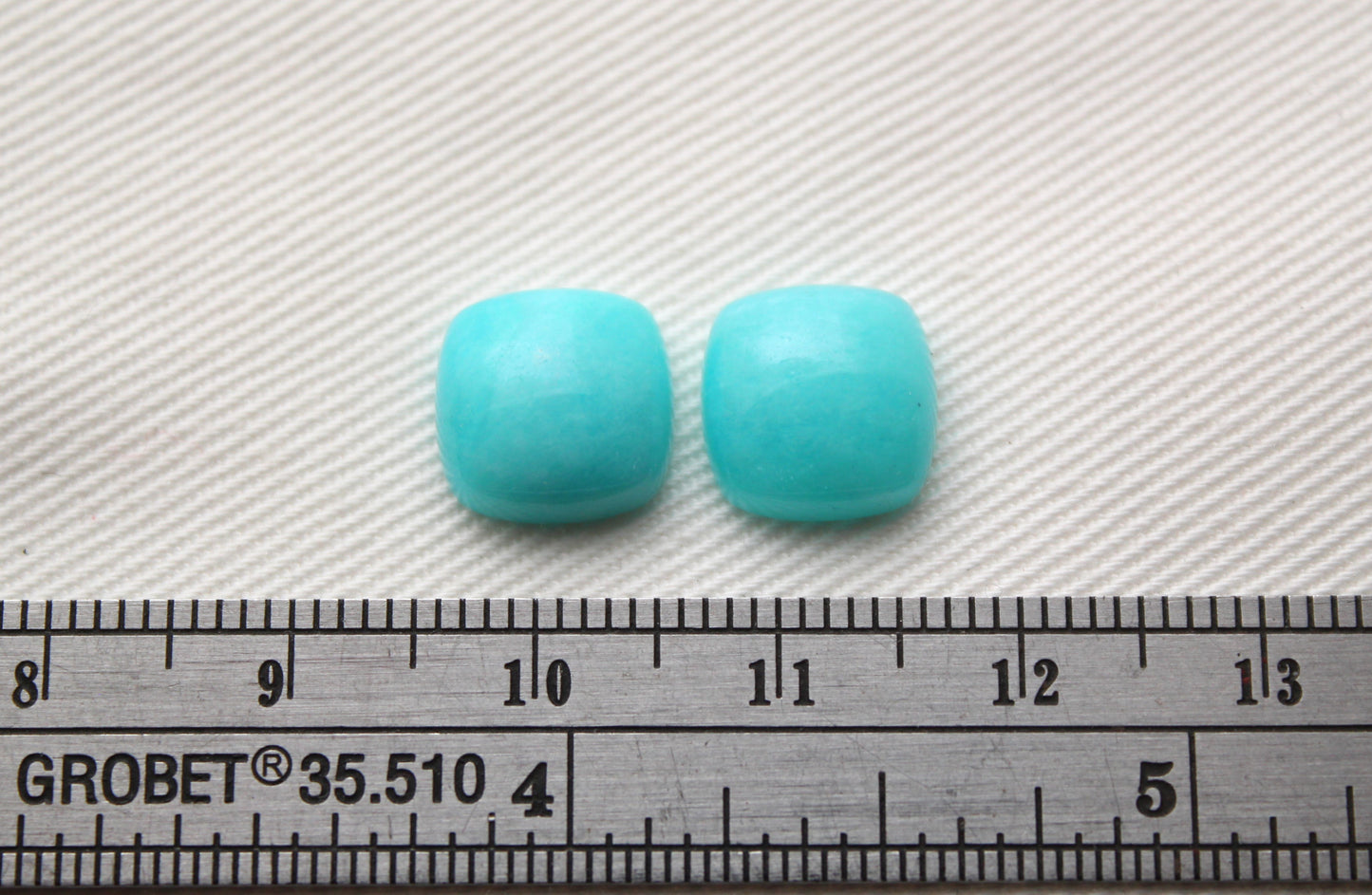 Pair of Amazonite cabochons 10 MM Gemstones cushion square