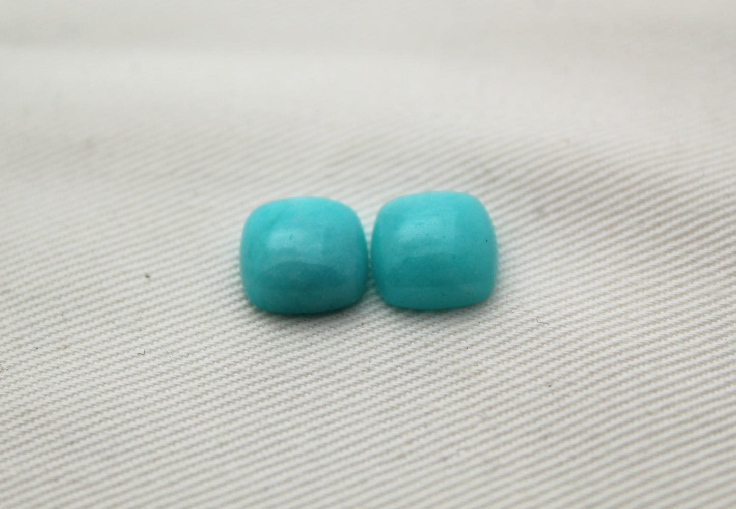 Pair of Amazonite cabochons 10 MM Gemstones cushion square